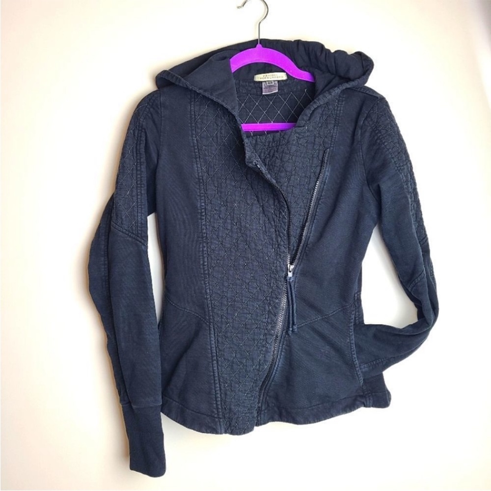 Prairie Underground Asymmetrical Zip Black Quilted Jacket Hoodie XS